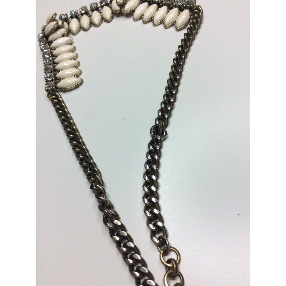 J.Crew Gold Tone Rhinestone Floral Ivory Enamel - Picture 6 of 6